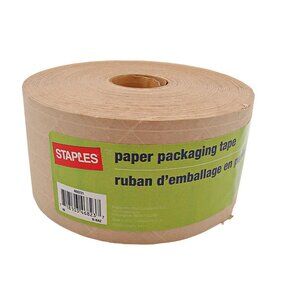 NEW Staples Gummed Adhesive Paper Packaging Tape125 Yds 2.8" Brown 1 Roll 468231